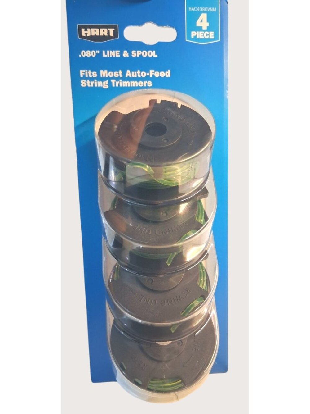 Hart 4-Pack .080" Line & Spool For Auto-Feed String Trimmers